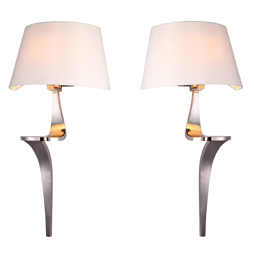 Enzo pair of Nickel Wall Lights