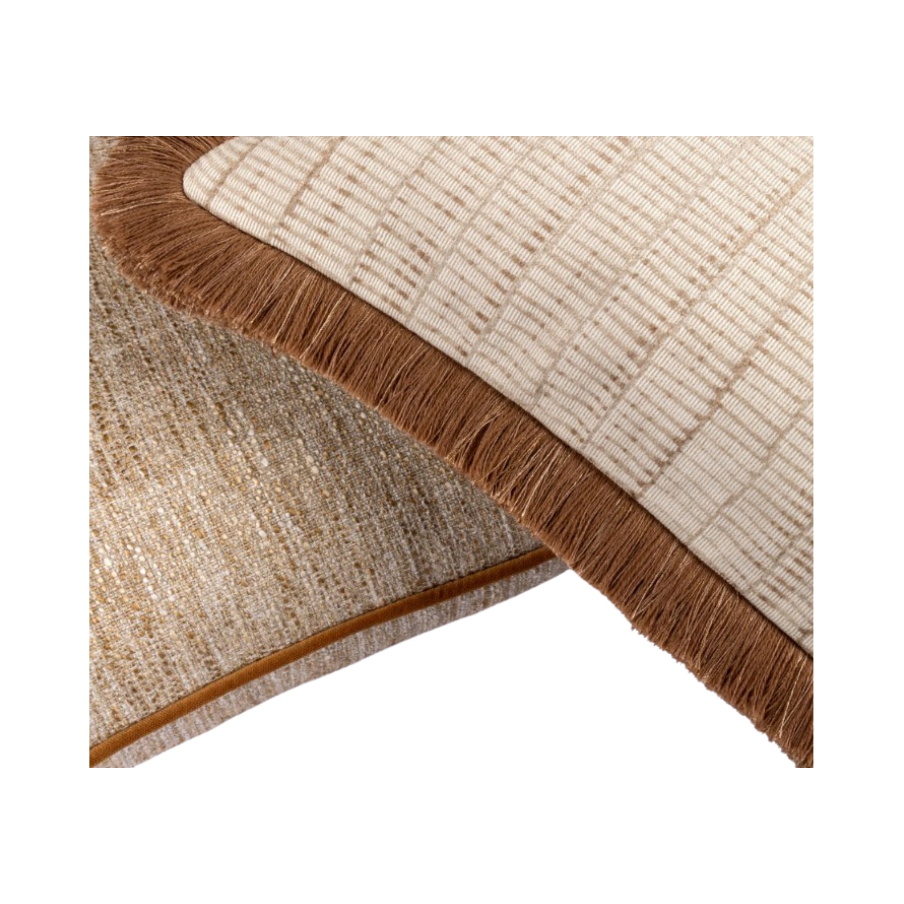 Champagne Rectangle Cushion with brown fringe