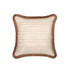 Champagne cushion with brown fringe