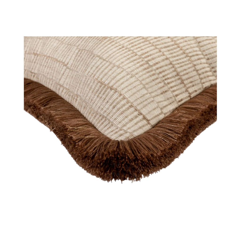 Champagne cushion with brown fringe