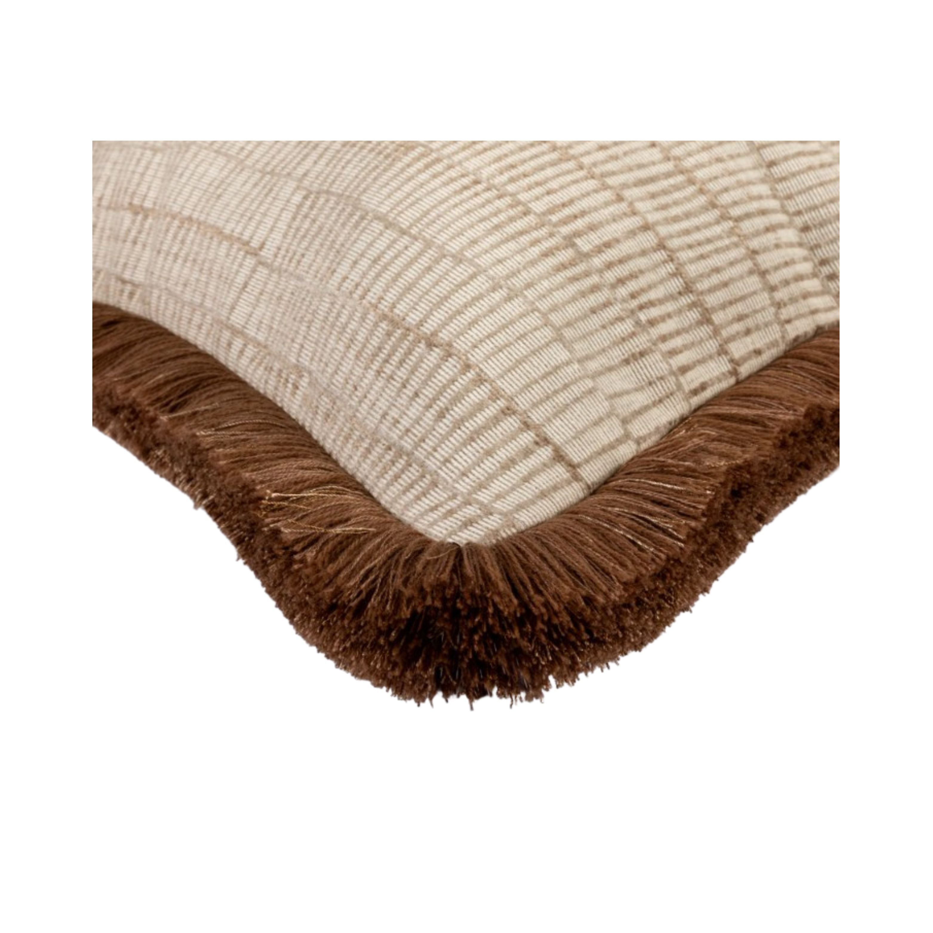 Champagne cushion with brown fringe
