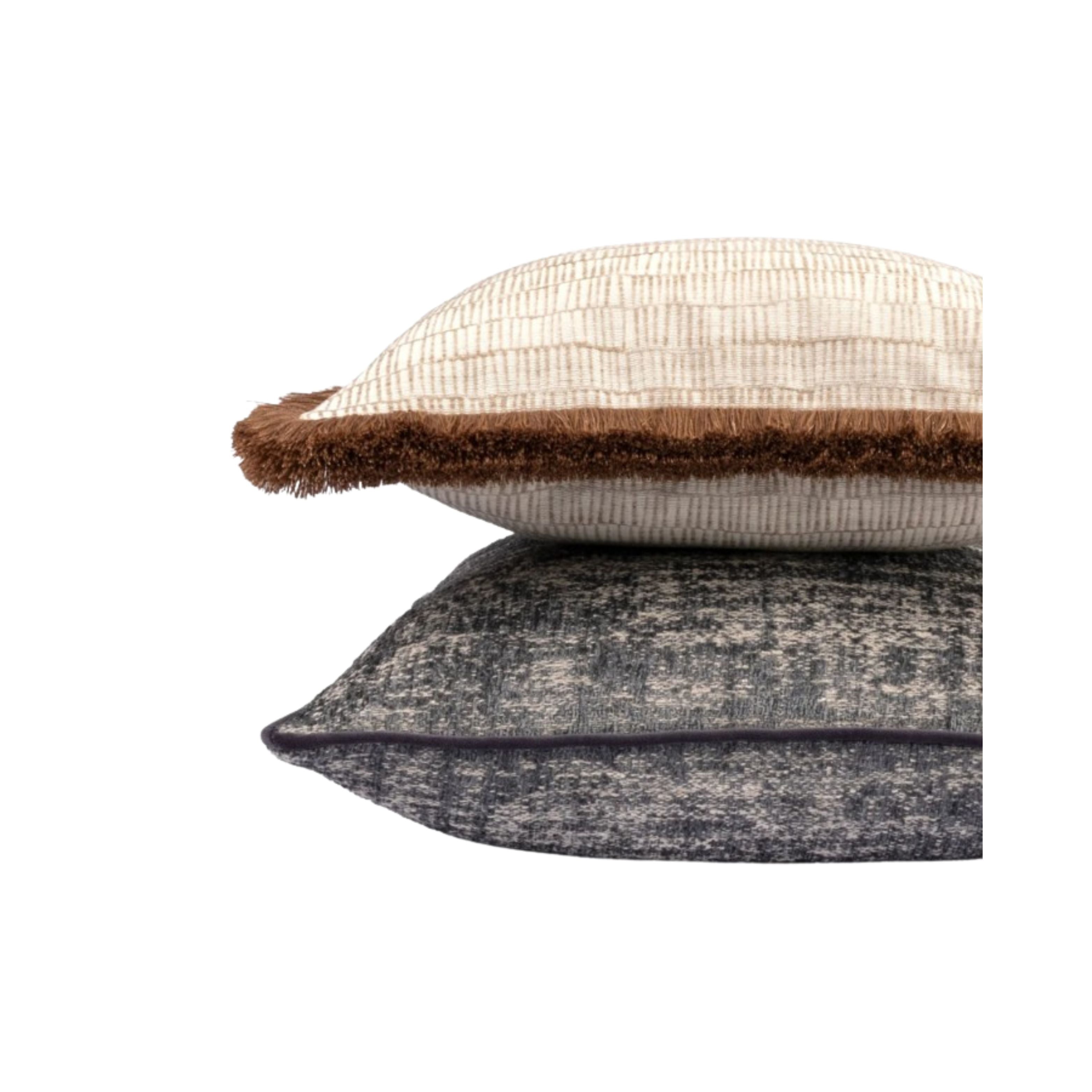 Champagne cushion with brown fringe