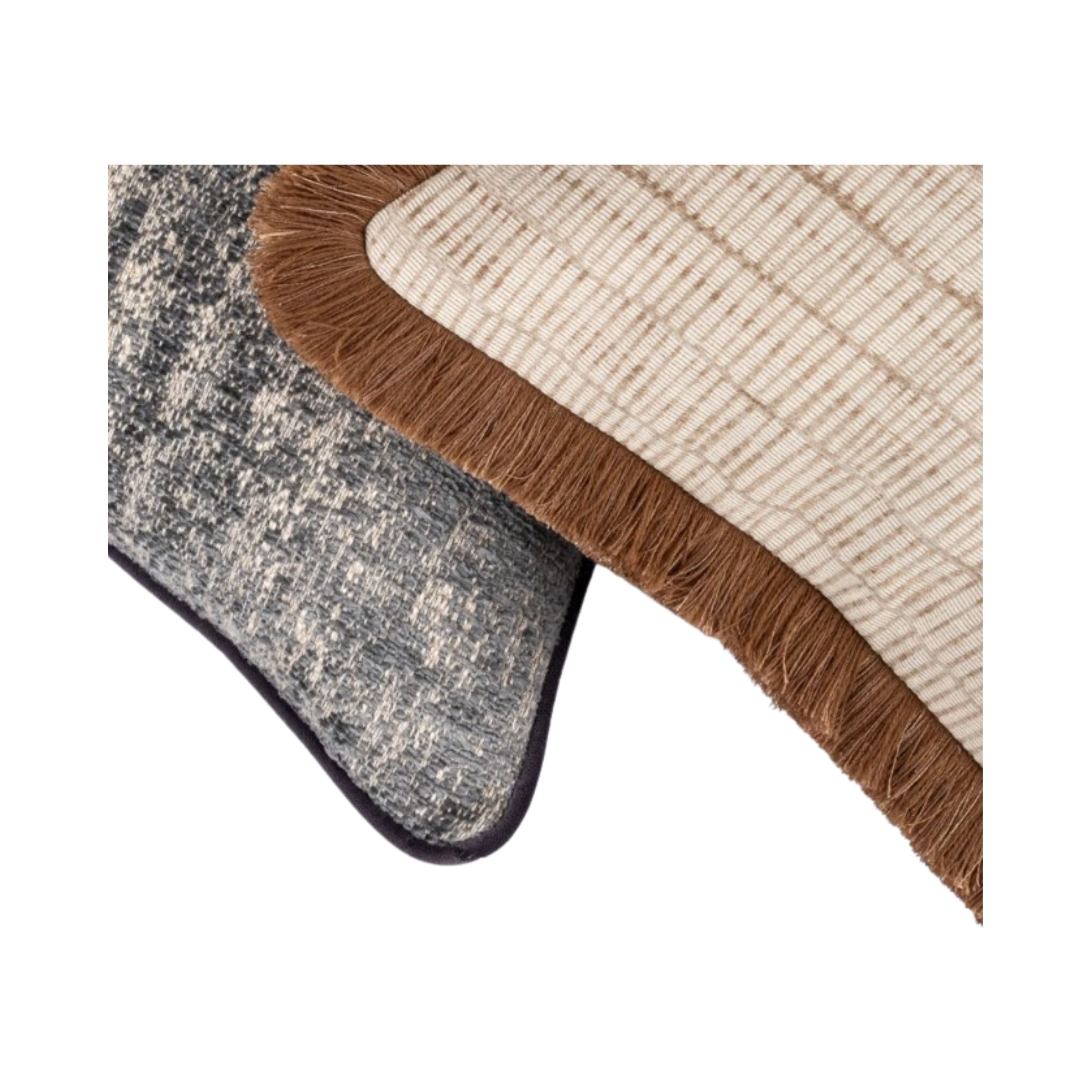 Champagne cushion with brown fringe