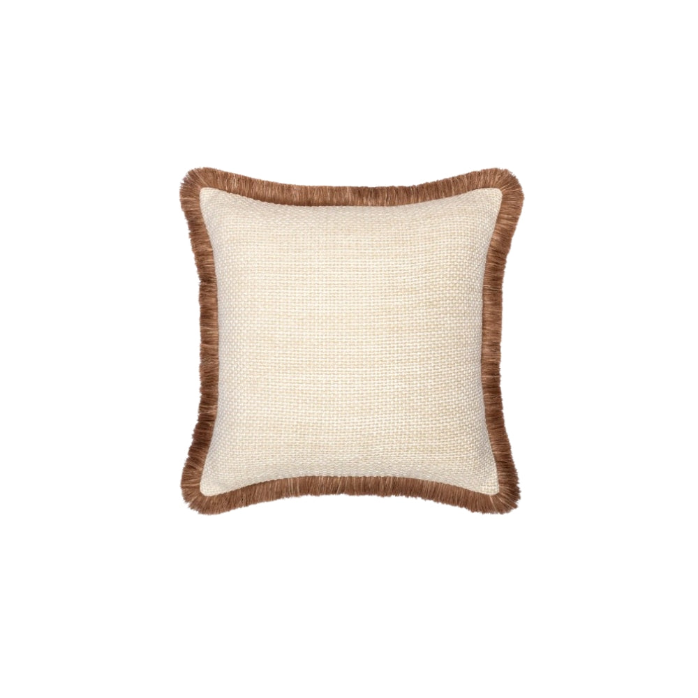 Dune Cushion with Brown Fringe