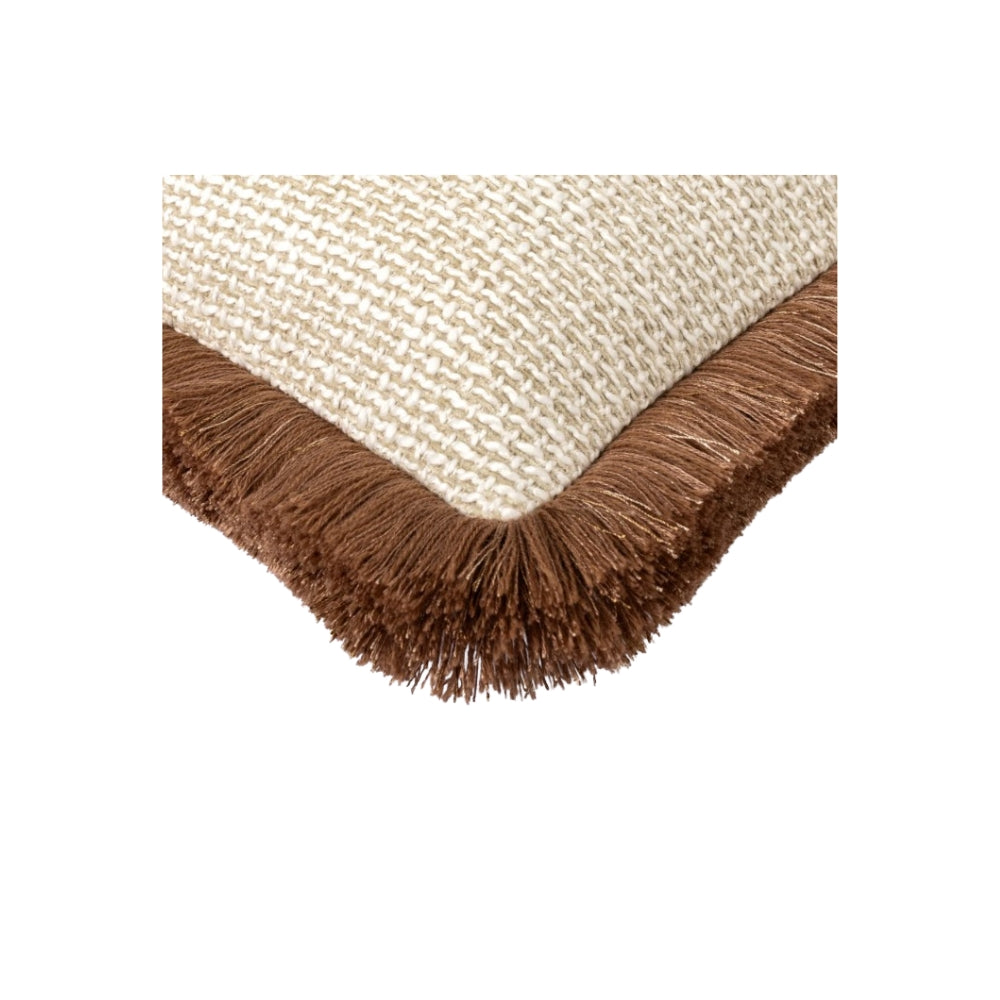 Dune Rectangle Cushion with Brown Fringe