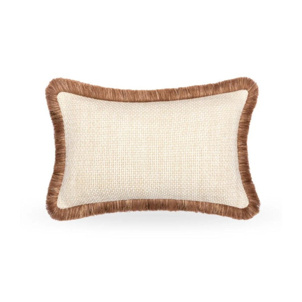 Dune Rectangle Cushion with Brown Fringe